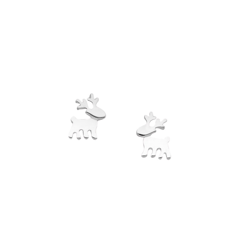 8mm Sterling Silver Reindeer Stud Earrings